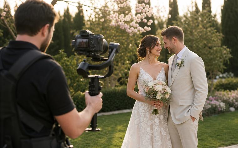Tournage d'un couple de mariés au stabilisateur